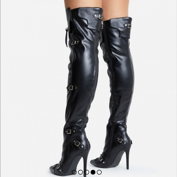 Faux leather , pointed toe over the knee boots - Picture 3 of 6